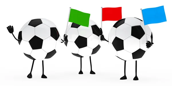 Futebol figura onda bandeiras — Fotografia de Stock