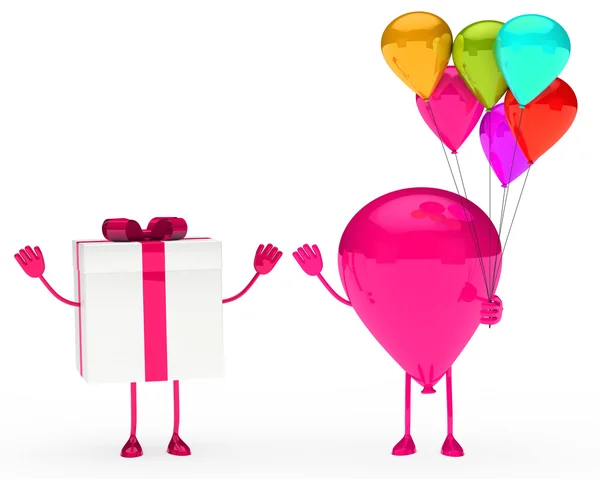Gift and balloon figure — Stock Photo, Image