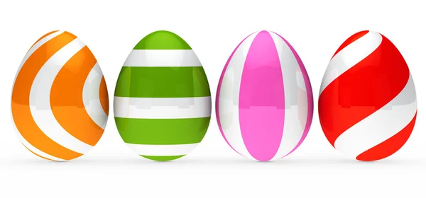Colorate uova di Pasqua colorate sono in piedi in serie — Foto Stock