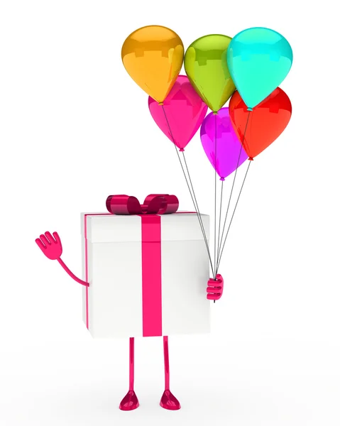 Cadou și baloane — Fotografie, imagine de stoc