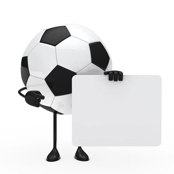 Fotboll figur håll billboard — Stockfoto