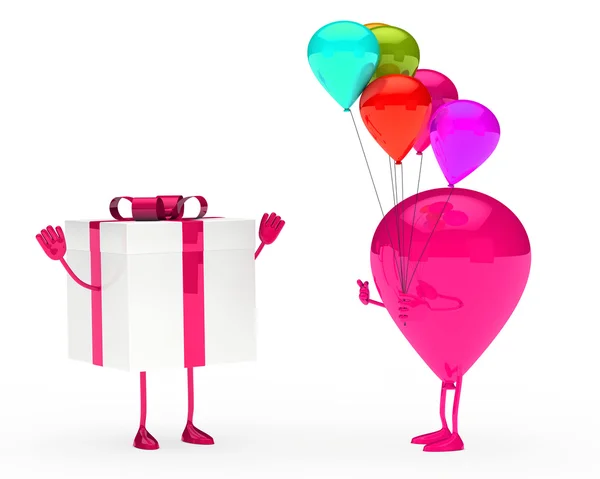 Gift and balloon figure — Stock Photo, Image