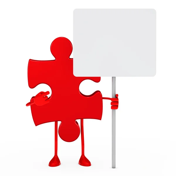 Puzzle figure hold billboard — Stock Photo, Image