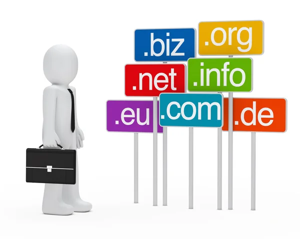 Businessman domain signboards — Stock Photo, Image