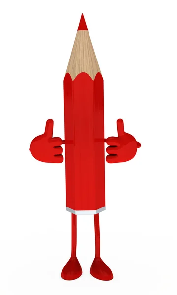 赤鉛筆親指のアップ — ストック写真