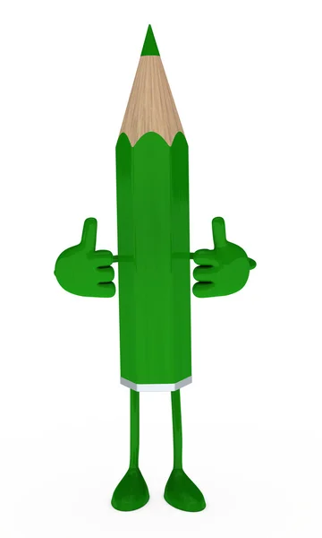 Grüner Bleistift Daumen hoch — Stockfoto