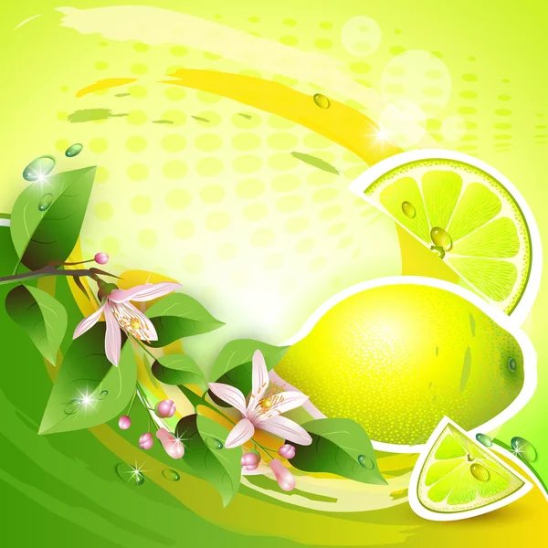 Abstract background with fresh lemon — Stock Vector