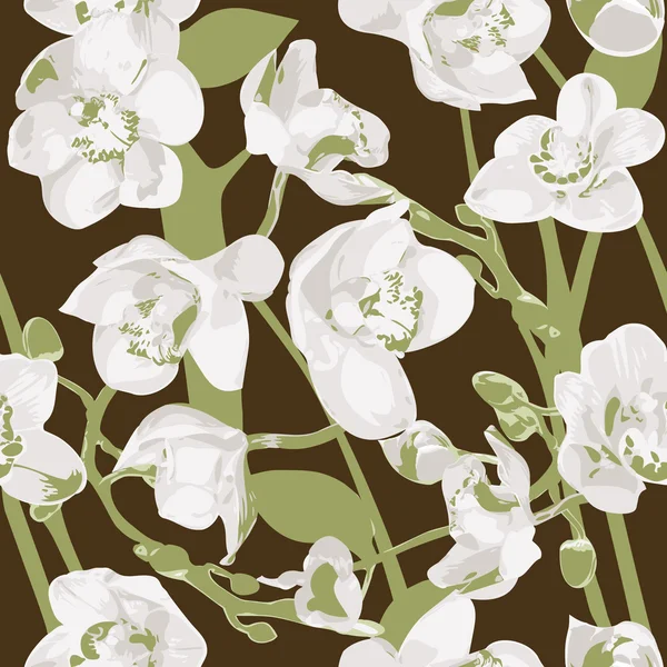 Bezešvé vzor s orchidejemi — Stockový vektor
