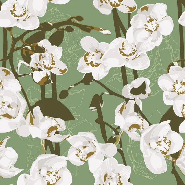 Безшовний візерунок з орхідеями — стоковий вектор