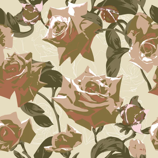 Patrón sin costuras con rosas — Archivo Imágenes Vectoriales