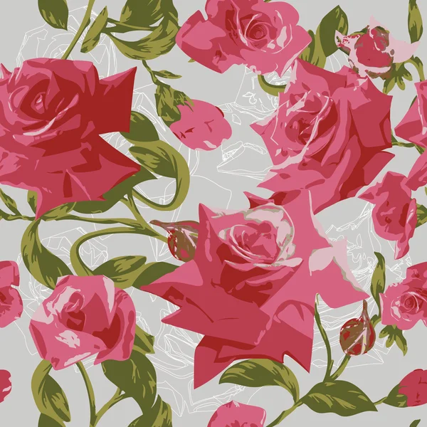 Nahtloses Muster mit rosa Rosen — Stockvektor