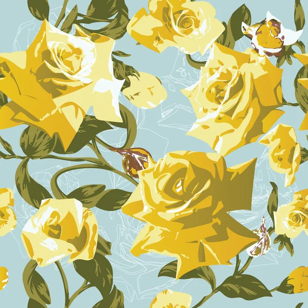 Безшовний візерунок з жовтими трояндами — стоковий вектор