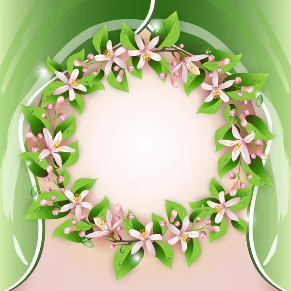 Background with flower wreath — Stock Vector