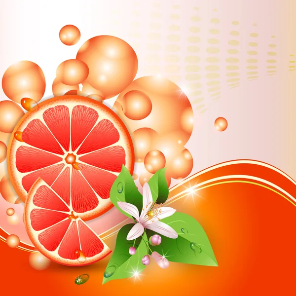 Abstracte achtergrond met sappige segmenten van grapefruit — Stockvector