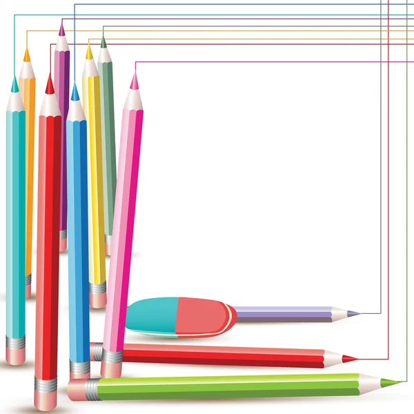 彩色的铅笔和橡皮擦 — 图库矢量图片