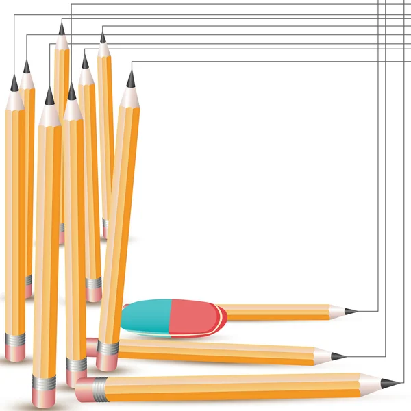 铅笔和橡皮擦 — 图库矢量图片