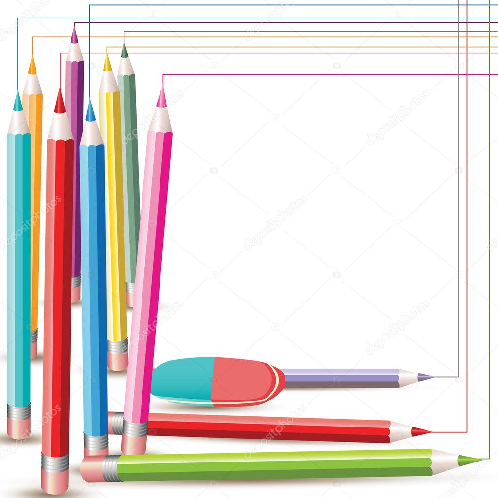 Colored Pencils And Eraser Stock Vector Image By ©vericika 9679983