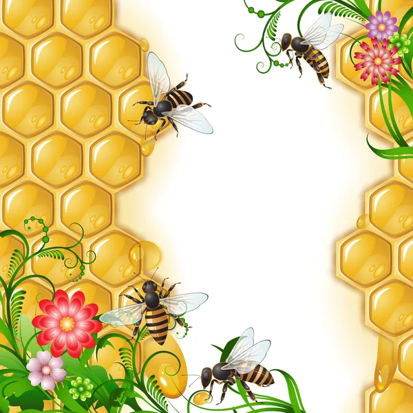 Фон с пчелами — стоковый вектор
