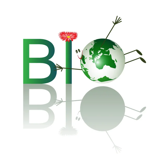 Bio szöveg vicces bolygó illusztrációja — Stock Vector