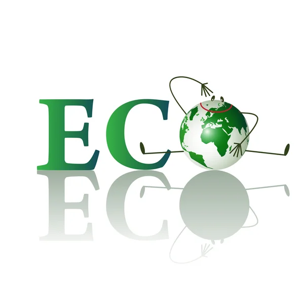 Ilustrace textu eco s legrační planetě — Stockový vektor