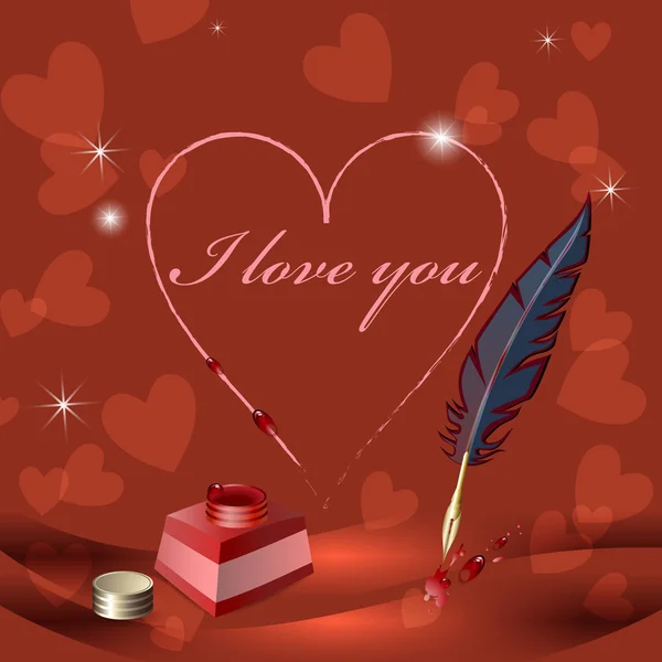 "Jag älskar dig "skriver på papper — Stock vektor
