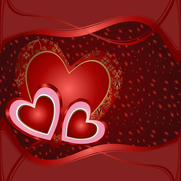Вітальна листівка з червоними серцями . Ліцензійні Стокові Ілюстрації