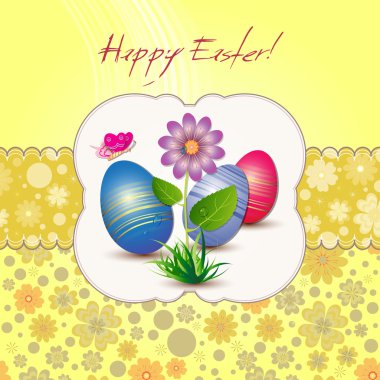 Easter card for the holiday with eggs clipart