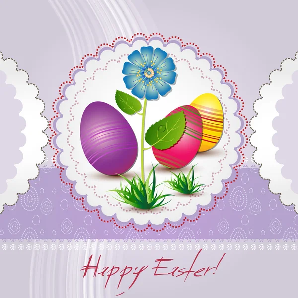 Biglietto di Pasqua per la vacanza con uova — Vettoriale Stock