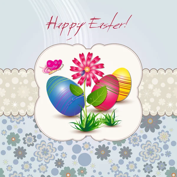 Tarjeta de Pascua para las vacaciones con huevos — Archivo Imágenes Vectoriales
