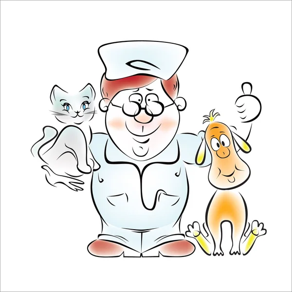 Illustration eines Arztes - eines Tierarztes — Stockvektor