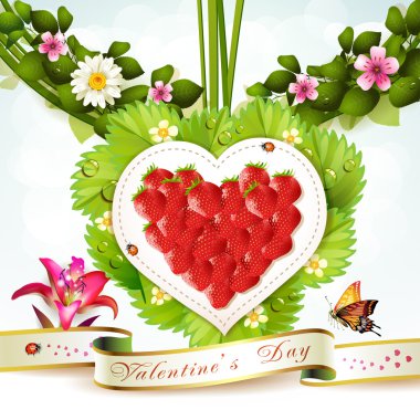 Heart of strawberry clipart
