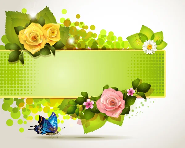 Diseño de banner con flores — Vector de stock