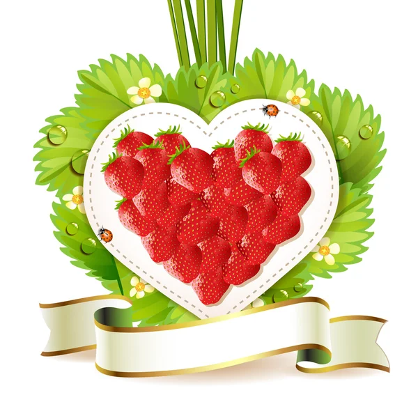 Καρδιά της φράουλας — Διανυσματικό Αρχείο
