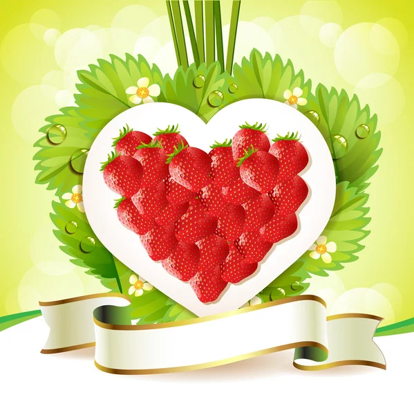 Heart of strawberry — Stock Vector