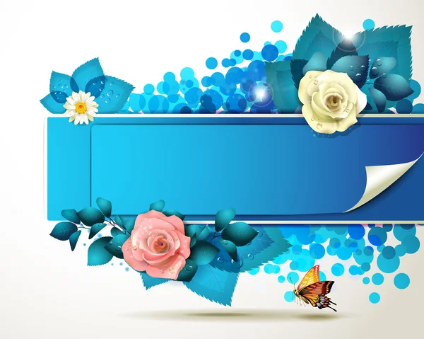 Σχεδιασμός banner με τριαντάφυλλα — Διανυσματικό Αρχείο