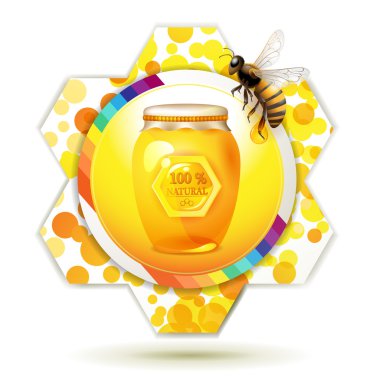 Glass jar with bee clipart