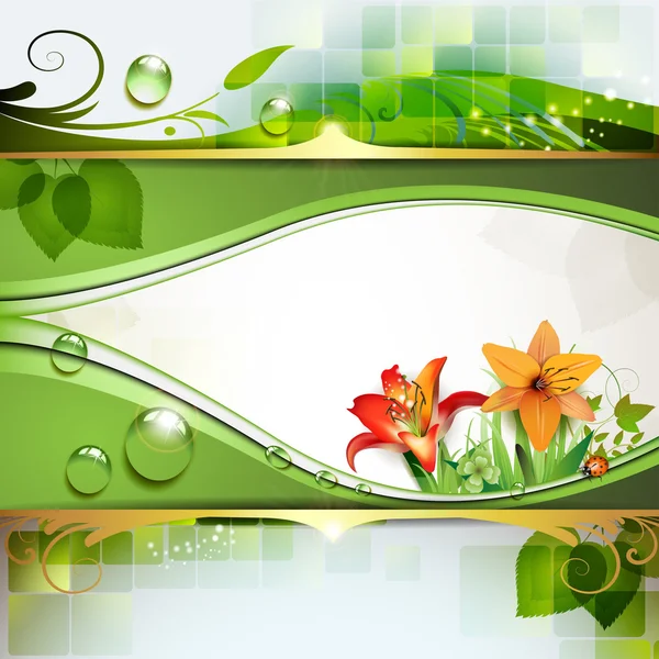 Grüner Hintergrund mit Lilie — Stockvektor