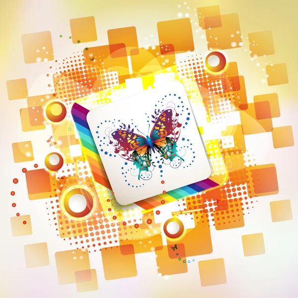 Square background and butterflies — Stock Vector