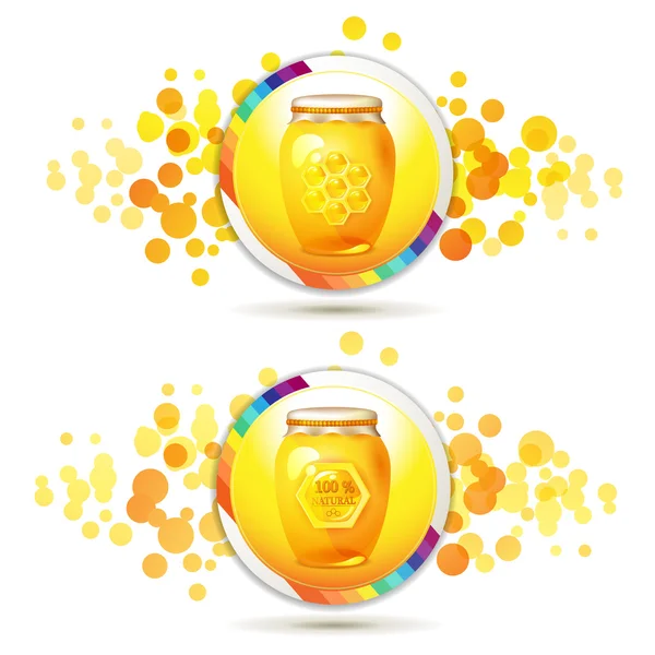 蜂蜜とガラスの瓶 — ストックベクタ