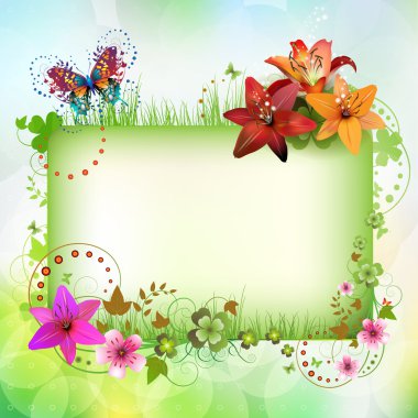 Banner with flowers clipart