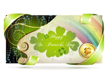 Banner with clover and coin clipart