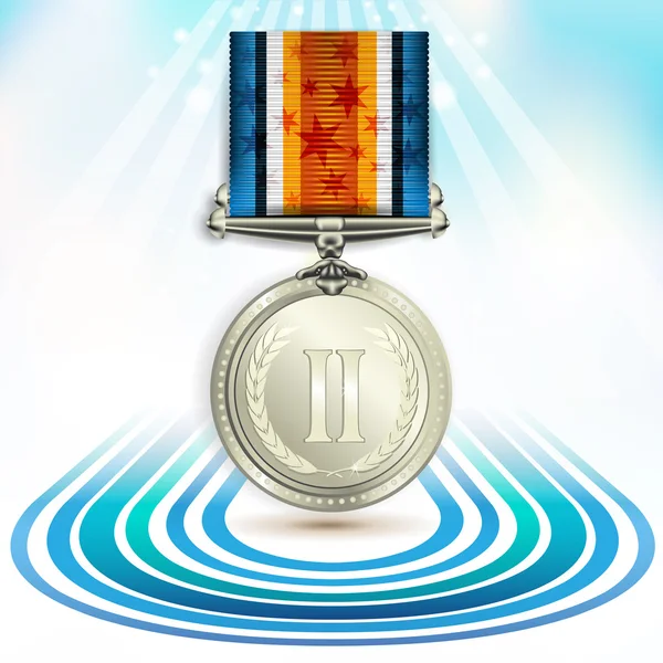 Silver medal with ribbon — Stock Vector