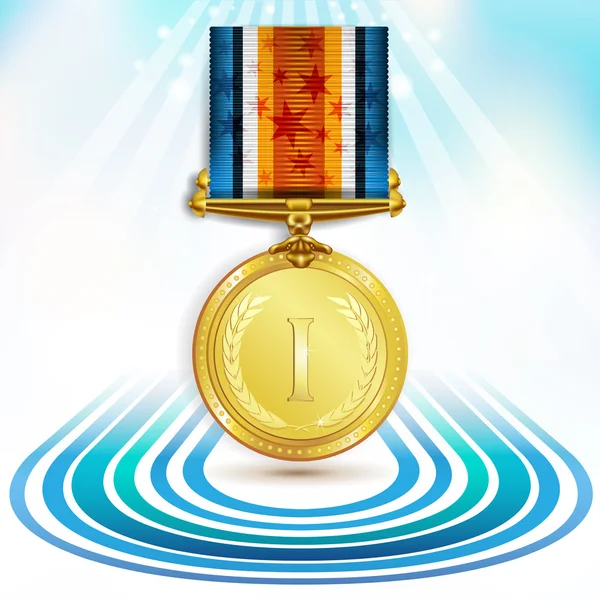 Χρυσό μετάλλιο με κορδέλα — Διανυσματικό Αρχείο