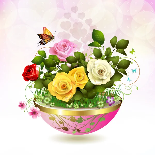 Flowers in flowerpot — Stock Vector
