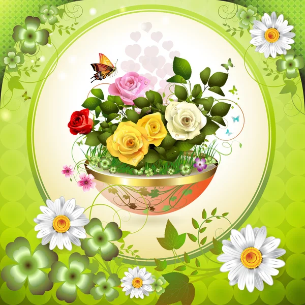 Fiori in vaso da fiori — Vettoriale Stock