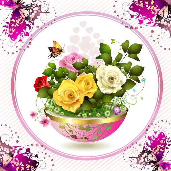 Fleurs en pot de fleurs — Image vectorielle