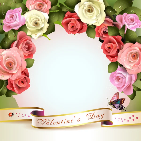 stock vector Floral background with ribbon