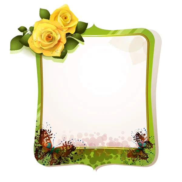 Зеркало с розами — стоковый вектор