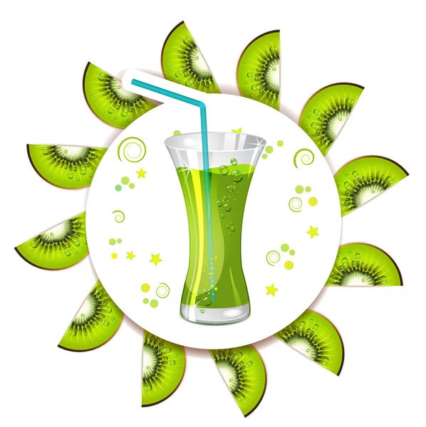 Glass of kiwi juice — Stock Vector