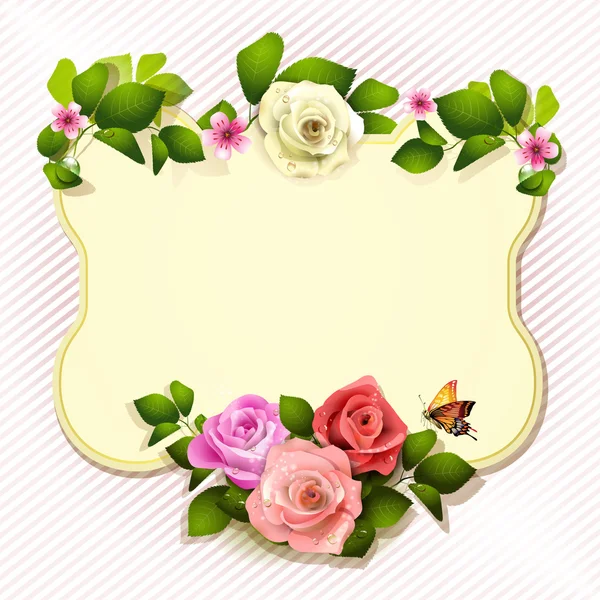 Mirror with roses — Stock Vector
